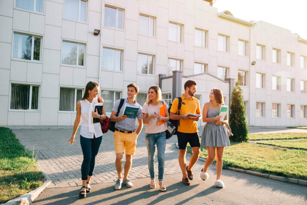 Students walking in school Campus